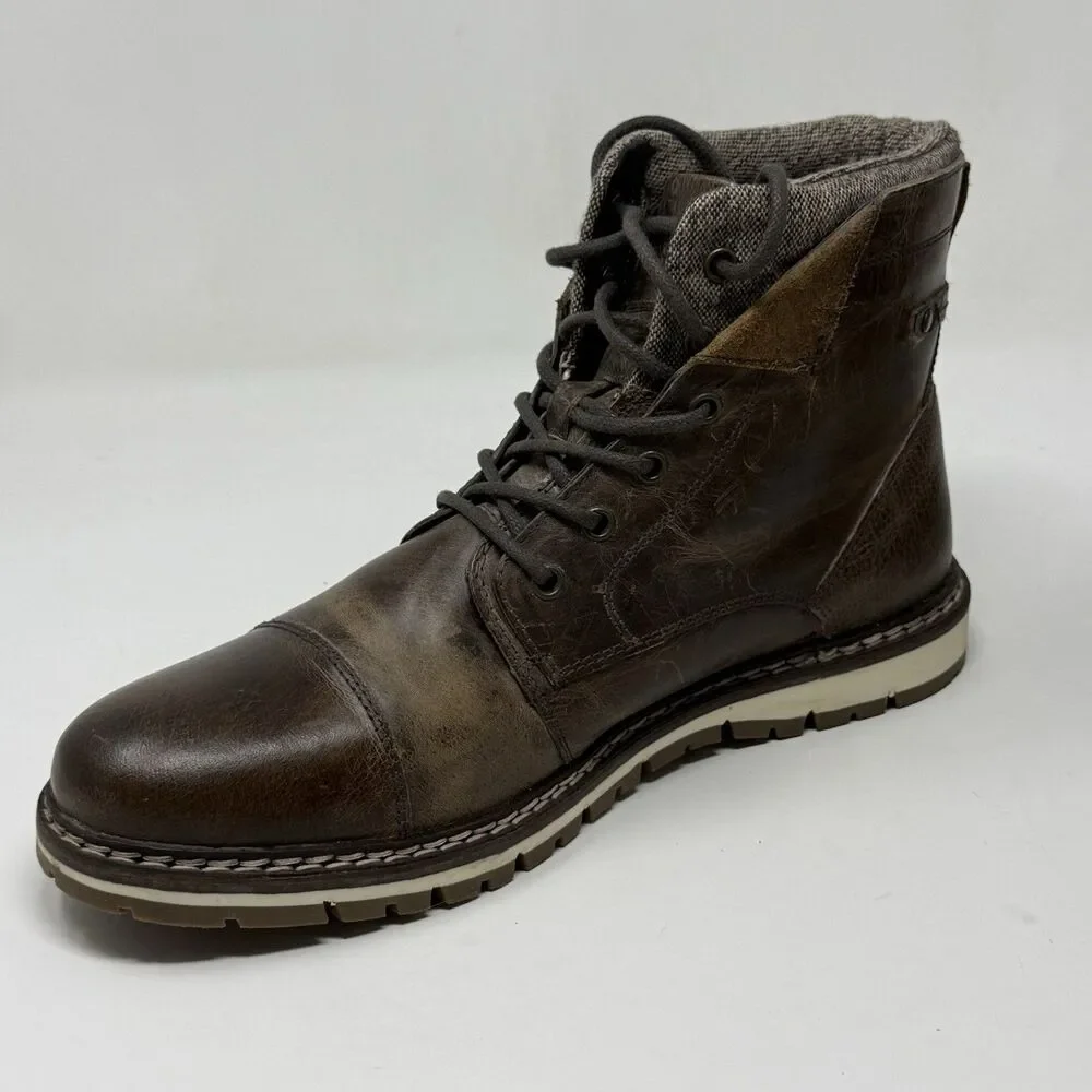 Outpost Makers Ramsey Chukka Boots Mens 10.5 Brown Leather Tweed Cap Toe
